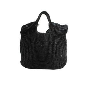 Flora Bella Womens Straw Textured Open Squared Tote Bag Black OS